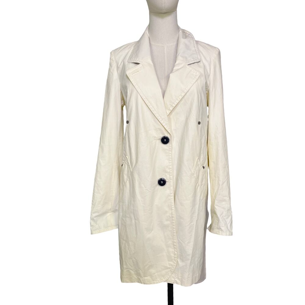 Creenstone Cream Coated Cotton Trench Coat EU 36 US Small